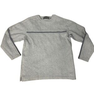 Express Mens Y2K Skater Ribbed Long Sleeve Gray Crew Neck